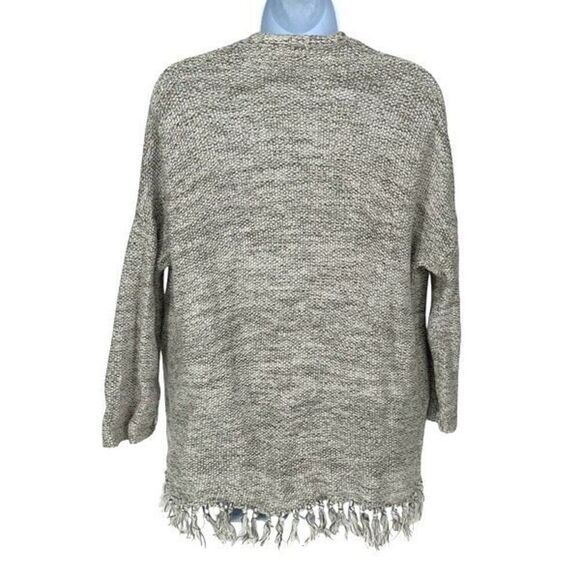 LOFT Outlet Womens Cotton Fringe Hem Open Front Cardigan Sweater Gray Size Small - Picture 3 of 7